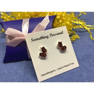 Bullseye Horse -Toy Store Inspired Post Earrings -- Gift Boxed - Chibi Cute